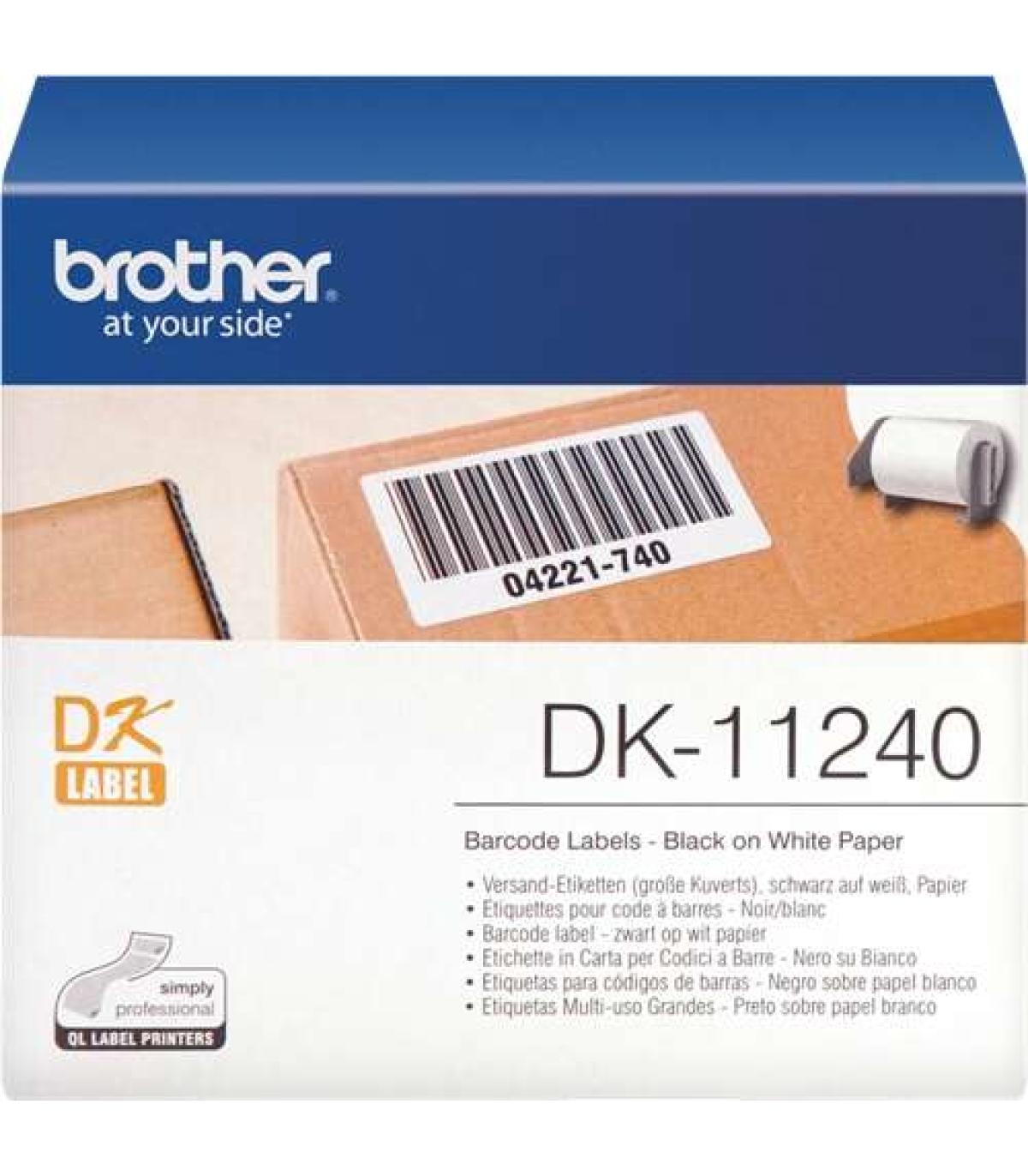 Brother DK11240 - Etiquetas Originales Precortadas Multiproposito Grandes - 102x51 mm - 600 Unidades - Texto negro sobre fondo..