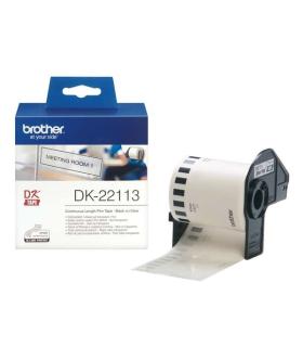 Brother DK22113 - Etiquetas Originales de Tamaño personalizado - Ancho 62mm x 15,24 metros - Texto negro sobre fondo transparent