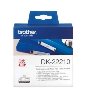 Brother DK22210 - Etiquetas Originales de Tamaño personalizado - Ancho 29mm x 30,48 metros - Texto negro sobre fondo blanco