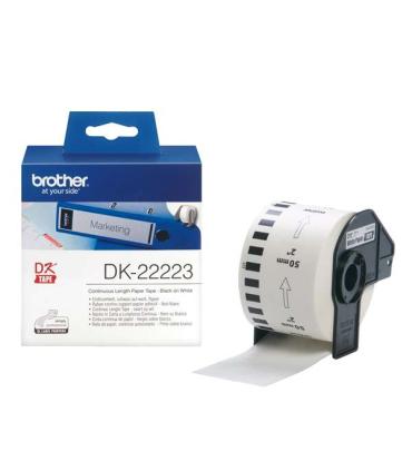 Brother DK22223 - Etiquetas Originales de Tamaño personalizado - Ancho 50mm x 30,48 metros - Texto negro sobre fondo blanco