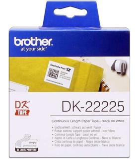 Brother DK22225 - Etiquetas Originales de Tamaño personalizado - Ancho 38mm x 30,48 metros - Texto negro sobre fondo blanco