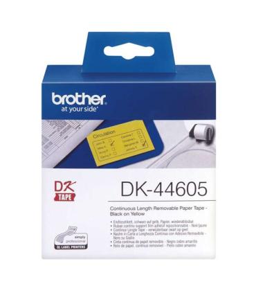 Brother DK44605 - Etiquetas Removibles Originales de Tamaño personalizado - Ancho 62mm x 30,48 metros - Texto negro sobre fondo.