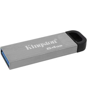 Kingston DataTraveler Kyson Memoria USB 64GB - 3.2 Gen 1 - 200 MB/s en Lectura - Diseño Metalico - Color Plata (Pendrive