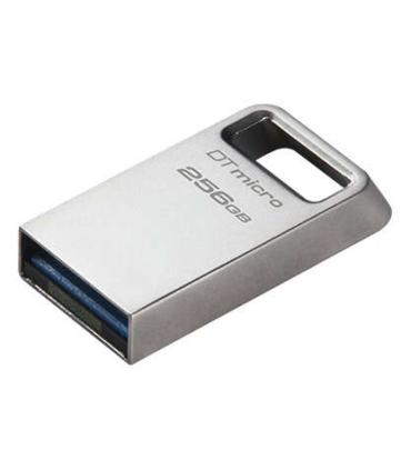 Kingston DataTraveler Micro Memoria USB 256GB - USB 3.2 Gen 1 - Ultracompacta y Ligera - Enganche para Llavero - Cuerpo Metalico