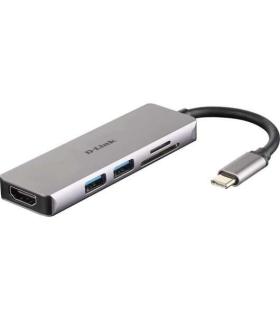 D-Link Hub USB-C 5 en 1 Lector SD, MicroSD, HDMI 4K, 2x USB 3.0
