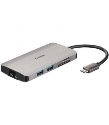 D-Link Hub USB-C 8 en 1 Lector SD, MicroSD, HDMI 4K, USB-C, RJ45, 3x USB 3.0