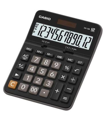 Casio DX-12B Calculadora de Escritorio - Pantalla Extragrande LCD de 12 Digitos - Solar y Pilas - Color Negro