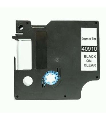 Dymo D1 40910 Cinta de Etiquetas Generica para Rotuladora - Texto negro sobre fondo transparente - Ancho 9mm x 7 metros - Reempl