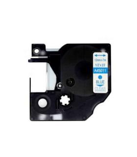 Dymo D1 45011 Cinta de Etiquetas Generica para Rotuladora - Texto azul sobre fondo transparente - Ancho 12mm x 7 metros - Reempl