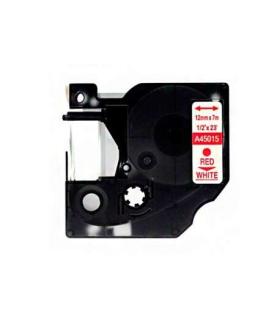 Dymo D1 45015 Cinta de Etiquetas Generica para Rotuladora - Texto rojo sobre fondo blanco - Ancho 12mm x 7 metros - Reemplaza S0