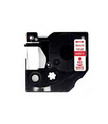 Dymo D1 45015 Cinta de Etiquetas Generica para Rotuladora - Texto rojo sobre fondo blanco - Ancho 12mm x 7 metros - Reemplaza S0