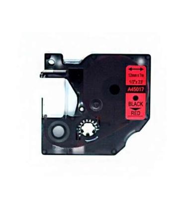 Dymo D1 45017 Cinta de Etiquetas Generica para Rotuladora - Texto negro sobre fondo rojo - Ancho 12mm x 7 metros - Reemplaza S07
