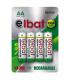 Elbat Pack de 4 Pilas Recargables LR6 AA 2500mAh