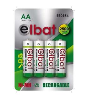 Elbat Pack de 4 Pilas Recargables LR6 AA 2500mAh