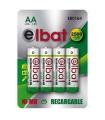 Elbat Pack de 4 Pilas Recargables LR6 AA 2500mAh