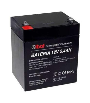Elbat Bateria de Plomo 12V 5.4Ah VRLA Agm - Dimensiones 90X70X101mm - Tecnologia de Seguridad VRLA - Color Negro