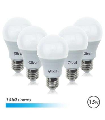 Elbat Pack de 5 Bombillas LED A60 15W E27 1350lm - 6500K Luz Fria