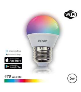 Elbat Bombilla LED Esferica Smart Wi-Fi G45 E27 5W 470lm RGB - Temperatura 2700K a los 6000K - Control de Voz - Control Remoto..