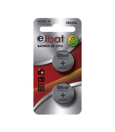 Elbat Pack de 2 Pilas Litio de Boton CR2032 3V