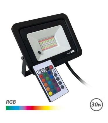 Elbat Foco Led RGB 30W - Control Remoto - IP65 - Ideal para Exterior