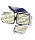 Elbat Foco Solar Cuadruple con Sensor LED 430lm - Sensor de Movimiento de 3 - 5m - Panel Solar Integrado 5.5V, 1.5W - Bateria 3.