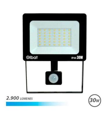 Elbat Foco LED con Sensor de Movimiento - Potencia: 30W - Lumenes: 2900 - Luz Fria 6.500K - Vida Util: 30.000 - 50.000 Horas ..
