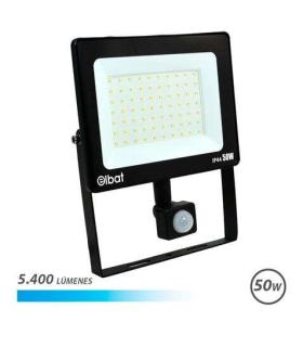 Elbat Foco LED de 50W - Potencia: 50W - Lumenes: 5400 - Sensor de Movimiento - 6.500K Luz Fria - 30.000 - 50.000 Horas de Vida..