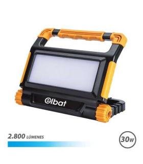 Elbat Foco Recargable 30W - Luz Fria, 6000K - 2800 Lumenes - Bateria 3.7V / 8000Mah - Recargable con Cable USB - Cable de Carga.