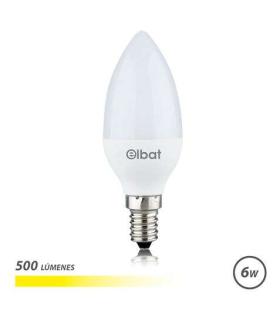 Elbat Bombilla LED - Potencia 6W - Lumenes 500 - Tipo de Luz 3000K Luz Calida - Casquillo E14 - Angulo 180º - Dimensiones 37X100