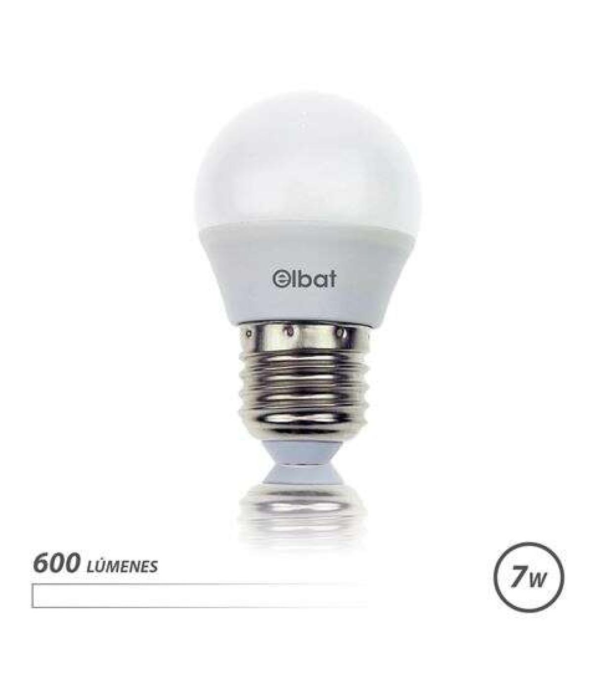 Elbat Bombilla LED - Potencia: 7W - Lumenes: 600 - Tipo de Luz: 4000K Luz Blanca - Casquillo: E27 - Angulo: 220º - Dimensiones..