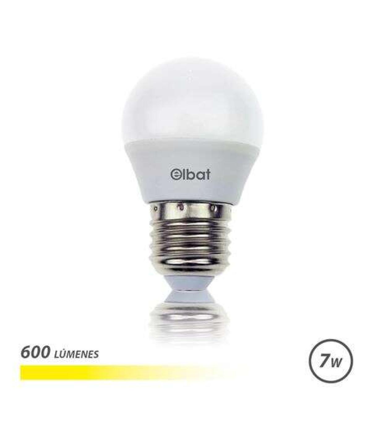 Elbat Bombilla LED - Potencia: 7W - Lumenes: 600 - Tipo de Luz: 3000K Luz Calida - Casquillo: E27 - Angulo: 220º - Dimensiones..