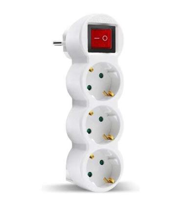 Elbat Base Multiple 3 Tomas con Interruptor - Color Blanco