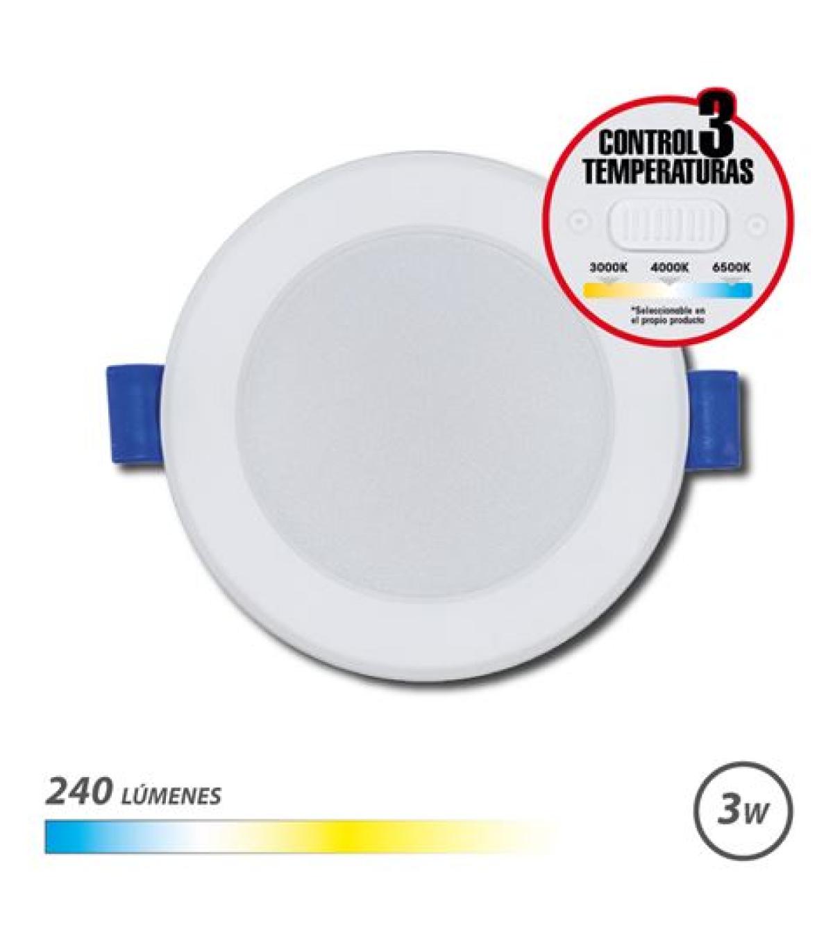 Elbat Downlight Circular 3W - 240Lm - Selector 3 Temperaturas - Color Blanco
