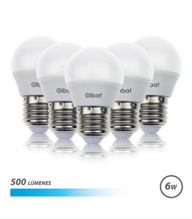 Elbat Pack 5 Bombillas LED G45 - 6W - 500Lm - E27 - Luz Fria - Color Blanco