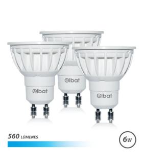 Elbat Pack 3 Bombillas LED Gu10 - 6W - 560Lm - Luz Fria - Color Blanco