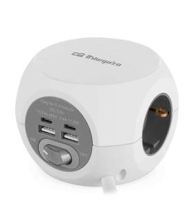 Orbegozo EN 4000 - Enchufe 7 en 1 con Tomas de Tierra y Conexiones USB-C - Compacto y Seguro - Ideal para Viajes - Cable de 1.5.