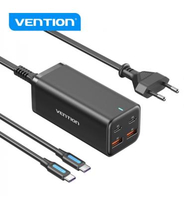 Vention Cargador GaN Portable 4 Puertos Sobremesa PD100W Kit Cable - EU - Color Negro