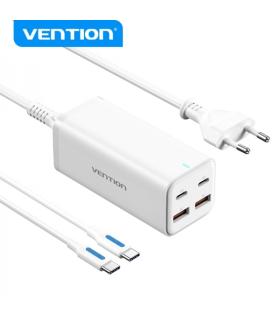 Vention Cargador GaN de Sobremesa 4 Puertos FBSBG-EU PD100W con Kit de Cable - EU - Color Blanco