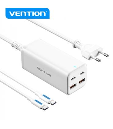 Vention Cargador GaN de Sobremesa 4 Puertos FBSBG-EU PD100W con Kit de Cable - EU - Color Blanco