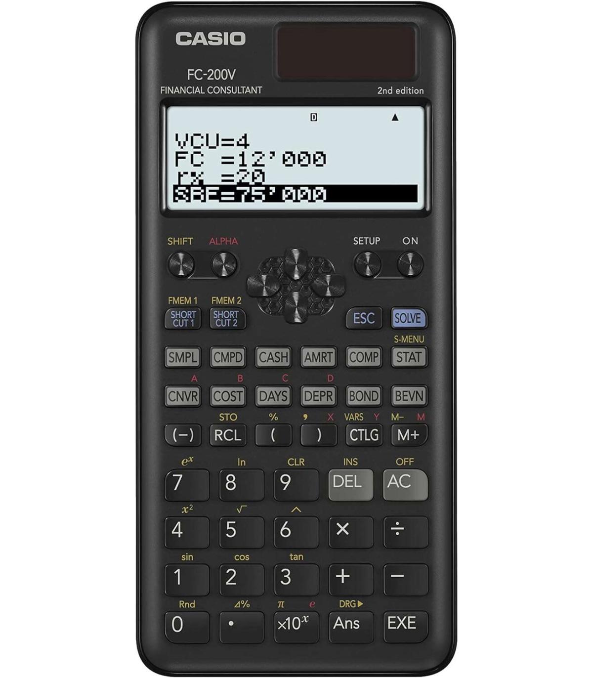 Casio FC200V Calculadora Financiera - Pantalla de 4 Lineas - Visualizacion de Varios Parametros al mismo Tiempo - Teclas de Acce