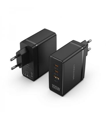 Vention Cargador GaN de Pared 2xUSB-C a 1xUSB 100W - Color Negro