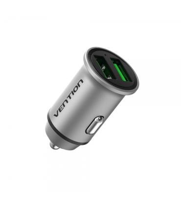 Vention Cargador de Coche 18W 2xUSB (A) QC3.0 3.4A - Diseño Mini - Aluminio Gris