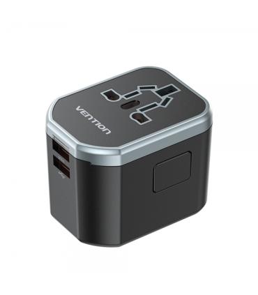 Vention Cargador de Viaje Universal - 1xUSB-C a 2xUSB - 20W - Color Negro