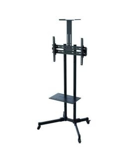 Tooq Soporte de Pantalla de Suelo con Ruedas 37"-70" - Bloqueo de Ruedas - Dos Estantes - Peso Max 50Kg - VESA 600X400mm - Color