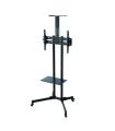 Tooq Soporte de Pantalla de Suelo con Ruedas 37"-70" - Bloqueo de Ruedas - Dos Estantes - Peso Max 50Kg - VESA 600X400mm - Color