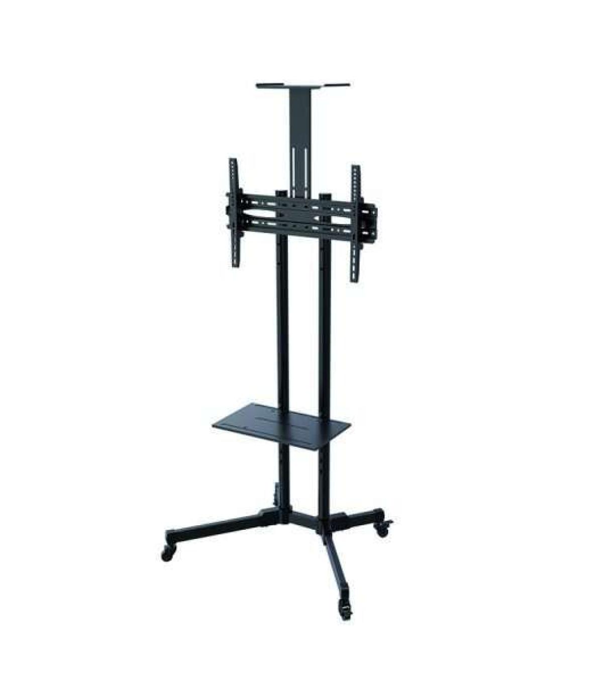 Tooq Soporte de Pantalla de Suelo con Ruedas 37"-70" - Bloqueo de Ruedas - Dos Estantes - Peso Max 50Kg - VESA 600X400mm - Color