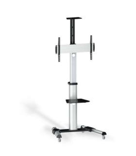 Tooq Soporte de Pantalla de Suelo con Ruedas 37"-70" - Bloqueo de Ruedas - Dos Estantes - Gestion de Cables - Peso Max 50Kg - VE