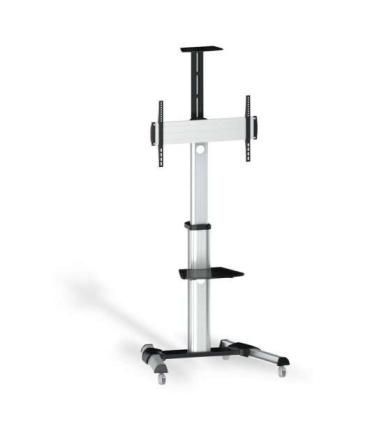 Tooq Soporte de Pantalla de Suelo con Ruedas 37"-70" - Bloqueo de Ruedas - Dos Estantes - Gestion de Cables - Peso Max 50Kg - VE