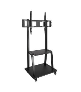 Tooq Soporte de Pantalla de Suelo con Ruedas 37"-100" - Bloqueo de Ruedas - Dos Estantes - Peso Max 150Kg - VESA 800X600mm - Col