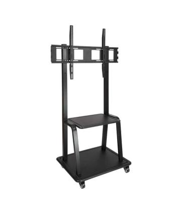 Tooq Soporte de Pantalla de Suelo con Ruedas 37"-100" - Bloqueo de Ruedas - Dos Estantes - Peso Max 150Kg - VESA 800X600mm - Col